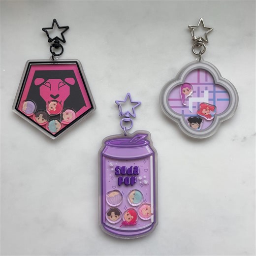 Kpop Demon Hunters Shaker Keychain | Cute Acrylic Kpop Merch, Huntrix and Saja Boys Charms, Collectible Gift for Fans - Etsy