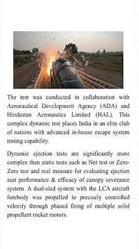 DRDO CODUCTED SUCCESSFUL HIGH-SPEED ROCKET-SLED TEST OF FIGHTER AIRCRAFT ESCAPE SYSTEM #drdo