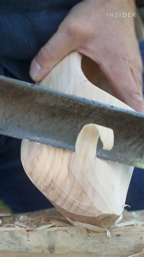 Listen to how a block of wood is chopped and carved to create a pair of Dutch clogs. #asmr #dutchclogs #carving | Insider