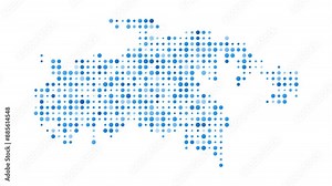 Saint John dotted digital map. Map of Saint John with pulsating colored circles. Shape of the island filled with blue disks. Powerful video. Stock Video