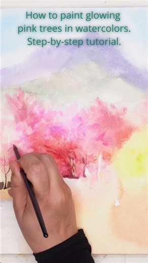 How to paint cherry blossom trees in watercolors | Watercolor Painting tutorial #art#watercolor