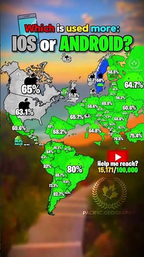 📱 Is iOS or Android more used in each country? #mapping #map #geography #android #ios