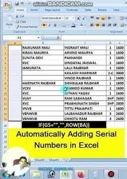 Automatically Adding Serial Numbers in Excel