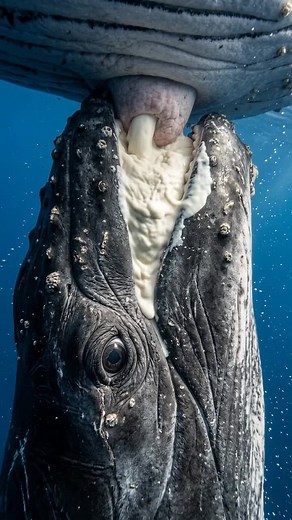 Baby Whale Drinking Milk Beneath the Deep Blue Ocean