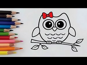 How to Draw a Cute Owl on a Branch 🦉 | Easy Step-by-Step Drawing
