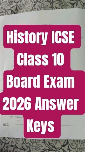 History ICSE Class 10 Board Exam 2026 Answer Keys #icse #history