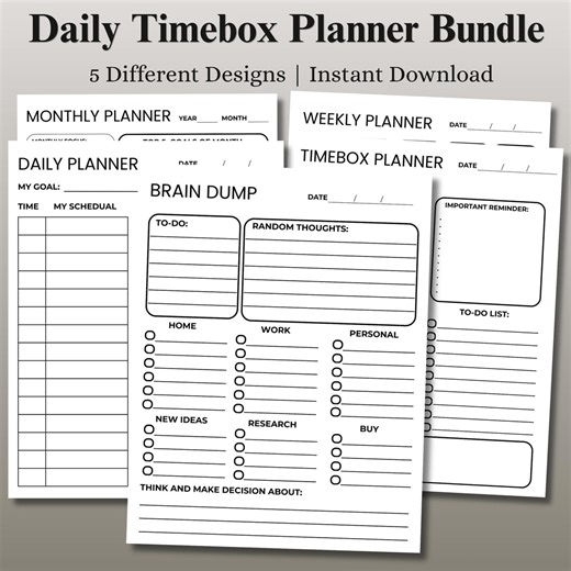 Editable Time Box Planner Printable, Daily Hourly Time Blocking Planner, Weekly Productivity Schedule, Digital Download - Etsy