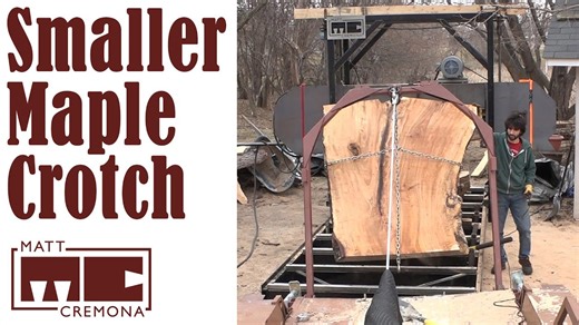 Slabbing smaller maple crotch logs