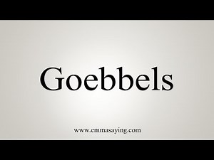 How To Say Goebbels