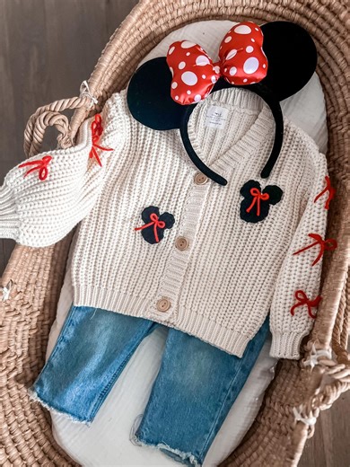 Embroidered Minnie Mouse Cardigan: Personalized Toddler Sweater - Etsy