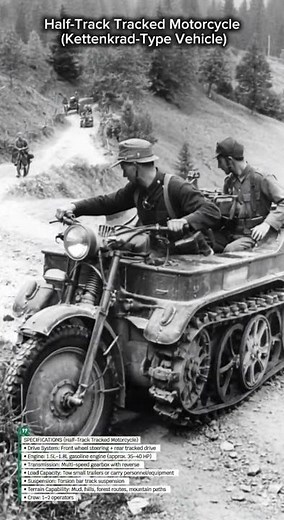 Tracked Motorcycle in Action #militaryhistory #wartimevehicles #vintagetech