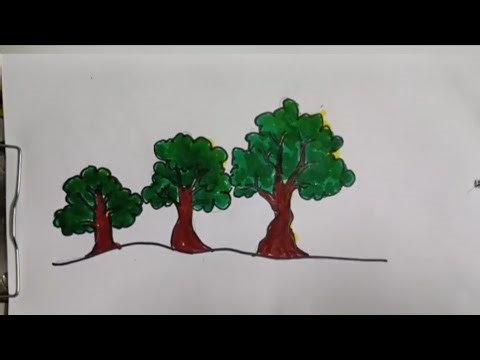 How to Draw 3 Beautiful Trees | Easy Landscape Sketch