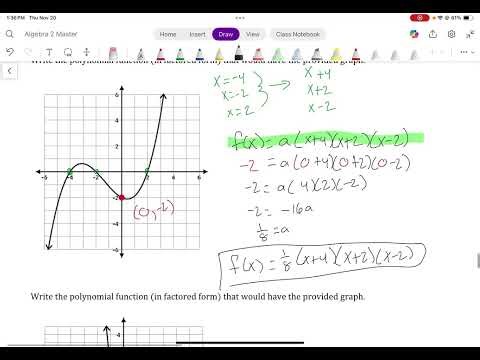 Writing Equations of a Polynomial Finding the a value from a graph