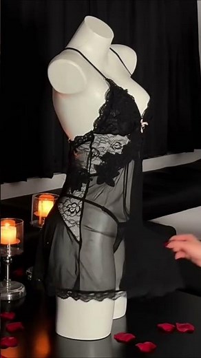 Ethereal V-Neck Open Back Eyelash Lace Sheer Nightgown