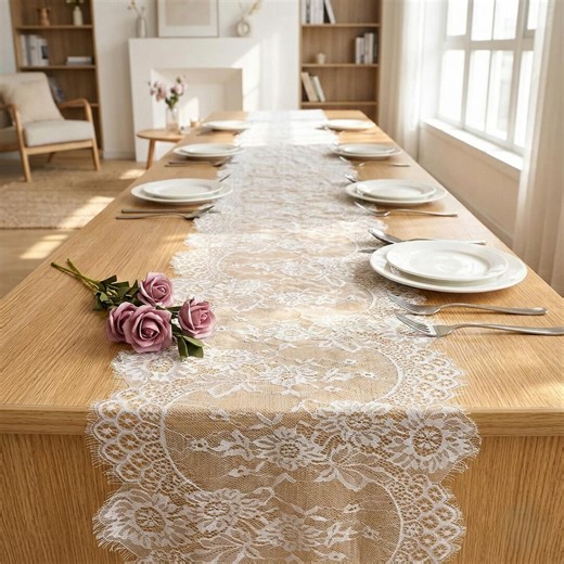 Embroidered Floral Lace Table Runner | Elegant Wedding Table Overlay - Etsy