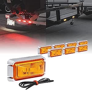 TRUE MODS 8pc 2.5" 2.5" Amber LED Trailer Marker Light w/Chrome Bezel [DOT FMVSS 108] [SAE P2PC] [Surface Mount] [Waterproof IP67] Side Marker Lights for Trailer Truck