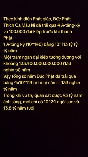 Thời gian Đức Phật trải qua: 4 A-tăng-kỳ 100.000 đại kiếp là bao lâu?