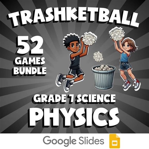 52 TRASHKETBALL Science Games - Physics - Grade 7 No Prep Review