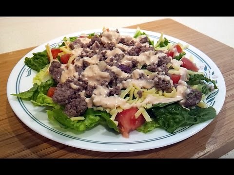 How to make a Low Carb Cheeseburger Salad with Big Mac Dressing