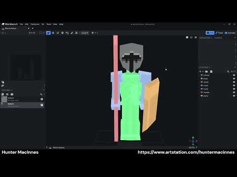 Blockbench Dark Fantasy Stone Warrior Statue Timelapse