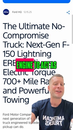 The Ultimate No-Compromise Truck? Ford just unveiled the next-gen F-150 Lightning EREV, blending pure electric torque with a generator-backed estimated 700 mile range built for long hauls and heavy towing. Is this the future of trucks — or are you sticking with gas? 👀👇 | AmericanTrucks.com