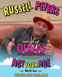 Dubai, I'm coming for you! March 8th at the Coca-Cola Arena! Get your tickets now! https://www.coca-cola-arena.com/ | The REAL Russell Peters