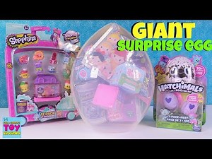 Shopkins Giant Surprise Egg Hatchimals Disney Num Noms Blind Bag Toy Review | PSToyReviews