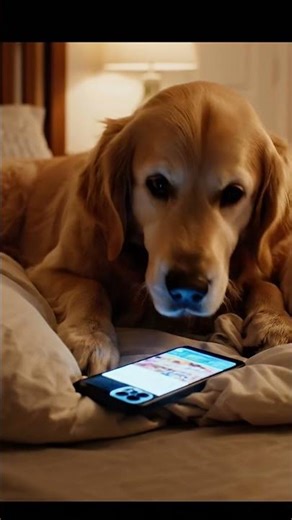 The golden retriever is secretly using a phone 🐶