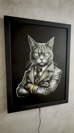 Cat in Suit with Motion Tracking Eyes