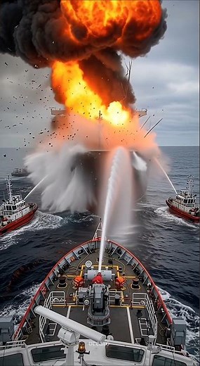 Epic Ship Explosion & Firefighting Simulation 🚢🔥 #ShipExplosion #NavalDisaster #Shipfire#shark#short