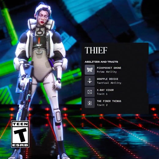 Spot gear. Steal from foes. Swing away fast. Unleash high-risk scavenging in Marathon with the Thief Runner Shell.