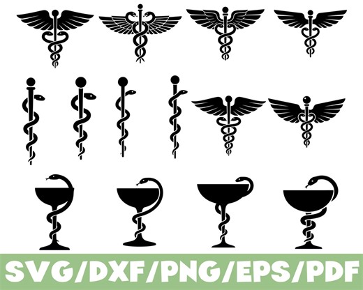 Medical Symbol SVG Silhouette Bundle Caduceus Snake Staff Pharmacy Clipart - Etsy