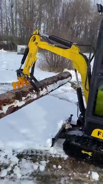 How big of a log can a Chinese mini excavator lift? #miniexcavator