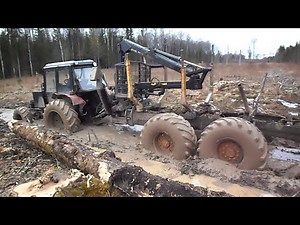 Belarus Mtz 1025, 892 tractors working in forest, difficult conditions