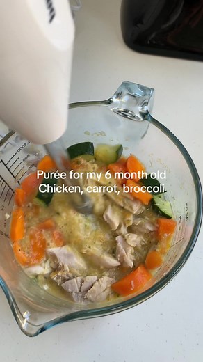 Chicken Thigh, Carrot, and Broccoli Puree for 6 Month Old Baby