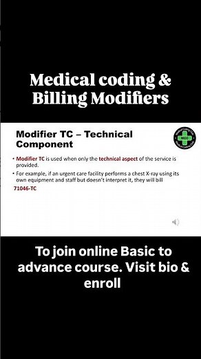 what Is Modifier 26 &TC #TCmodifier, 26Modifier #medicalcoding #modifers #cpc