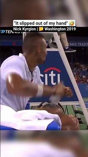 "It slipped out my hand." 🤣 Nick Kyrgios (Washington 2019) 🎥 ‪@ATPTour‬| ‪@tennistv‬ #tennis