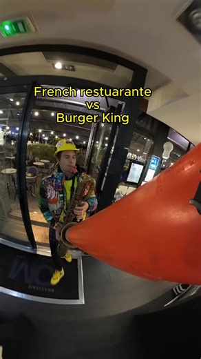 French restaurant vs Burger King #prank #trafficconesaxophone #finedining #saxophone | Wenzl - Traffic Cone Sax Man