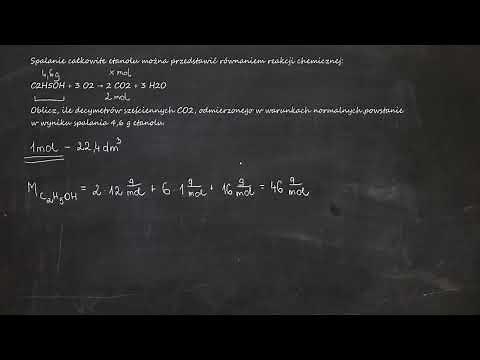 Spalanie całkowite etanolu można przedstawić równaniem reakcji chemicznej: C2H5OH + 3 O2→2CO2 + 3H2O
