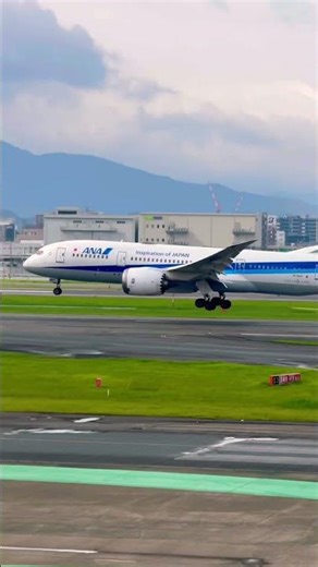 【福岡空港】ANA ボーイング787-8 着陸 #shorts