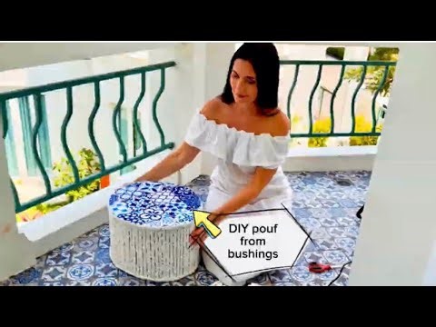 DIY Pouf / Easy 15-Minute Tutorial 🤍💙🤍💙