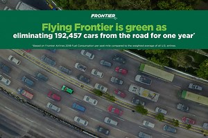 Our 39% better fuel efficiency saves the greenhouse gas emissions equivalent of 2.2 billion fewer miles driven.* Learn more about America's Greenest Airline at www.flygreener.com *Based on Frontier Airlines 2018 Fuel Consumption per set-mile compared to the weighted average of all U.S. airlines | Frontier Airlines