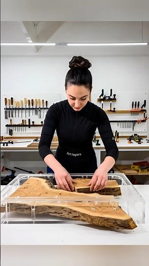 DIY Kitchen Sink Counter with Wood & Epoxy Resin ✨#diy #aesthetic #epoxy