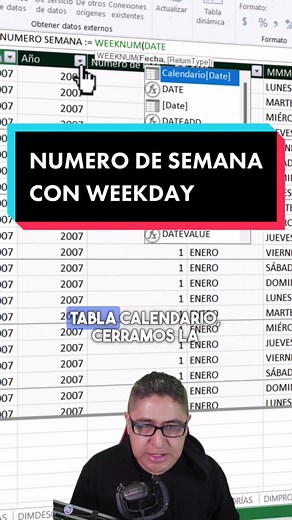 Nunero de Semana con la funcion WEEKNUM #powerbidesktop #exceltips #excel