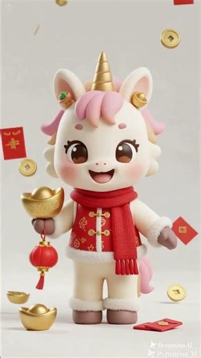 [AI Artwork Sharing] The gluttonous Nian monster and the pink pony come to wish everyone a Happy ...