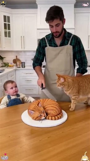 The Ultimate Cat Cake Prank Challenge😂 What happens when your cat sees you slice into a cake that