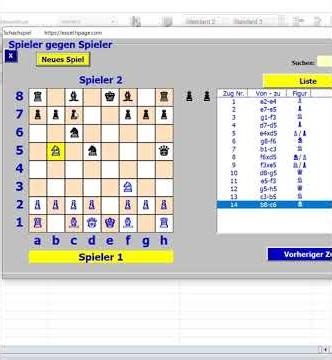 Opfere einen Turm Gewinn in 18 Zügen Schach in Excel