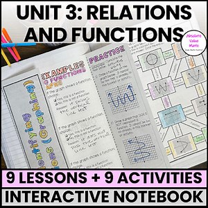 Algebra 1 Interactive Notebook | Unit 3 Evaluating and Identifying Functions