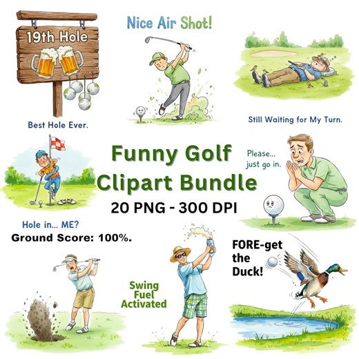 Funny Golf Watercolor Clipart PNG Bundle, Hilarious Golf Quotes & Scenes, Golf Humor PNG Set for Mugs, Shirts and Digital Crafts, Golf PNG - Etsy Canada