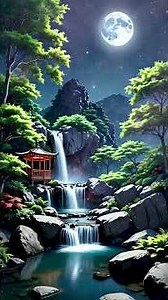 Moonlit Waterfall Serenity 🌙 | 3 Minute Relaxing Nature Escape